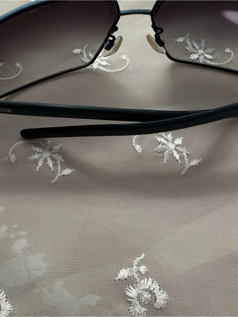 Jil Sander Black and Dark Blue Rimless Sunglasses